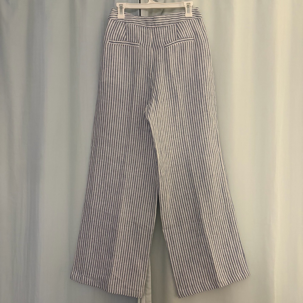 Tahari‎ Striped Blue and White Women’s Wide Leg Linen Pants, size 10 - Picture 6 of 7